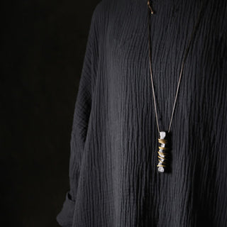 Buddha Gift Tibet Ebony Wood Copper Balance Peace Necklace Pendant