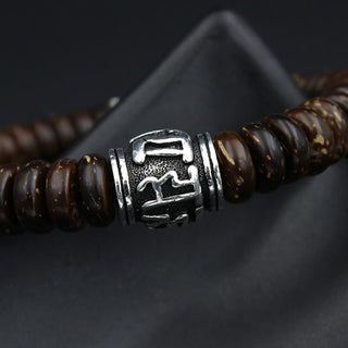 Buddha Gift Natural Tibetan Coconut Shell Om Mani Padme Hum Positive Bracelet