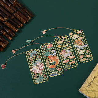 Buddha Gift Elk Koi Fish Crane Nine Tailed Fox Metal Brass Hollow Bookmark