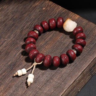 Buddha Gift Tibet Bodhi Seed Dzi Bead Dancing Lion Luck Bracelet Wrist Mala