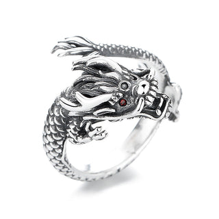 Buddha Gift Vintage 925 Sterling Silver Year Of The Dragon Design Luck Metal Ring