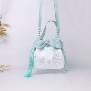 Buddha Gift Suzhou Embroidery Lotus Epiphyllum Magnolia Cotton Linen Tote Crossbody Bag Shoulder Bag Handbag