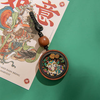 Buddha Gift Year Of The Dragon Hand Painted Chinese Zodiac Rosewood Carved Calm Key Chain (Extra 30% Off | USE CODE: FS30)
