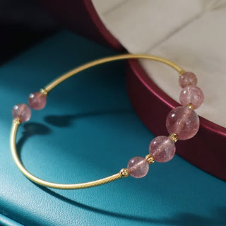 Buddha Gift Natural Strawberry Quartz Love Healing Bracelet Bangle