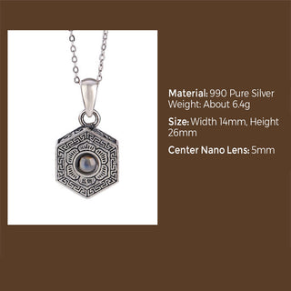 Buddha Gift 990 Sterling Silver Tibetan Om Mani Padme Hum Lotus Love Projection Necklace Pendant