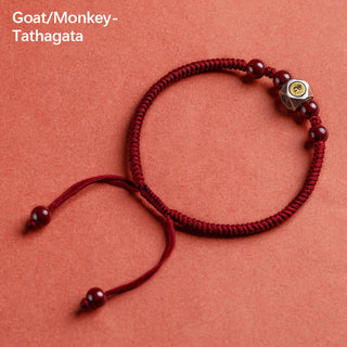 Buddha Gift 925 Sterling Silver Chinese Zodiac Natal Buddha Cinnabar Calm Bracelet