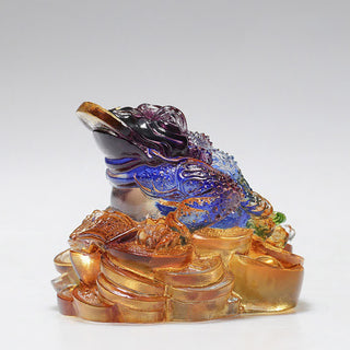 Buddha Gift Feng Shui Frog Handmade Liuli Crystal Art Piece Wealth Home Office Decoration