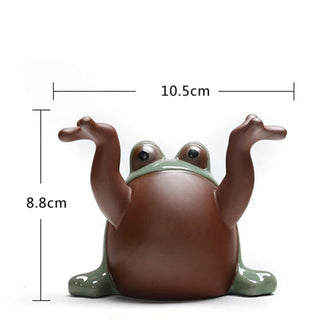 Buddha Gift FengShui Wealth Lucky Cute Frog Ceramic Tea Pet Figurine Decoration