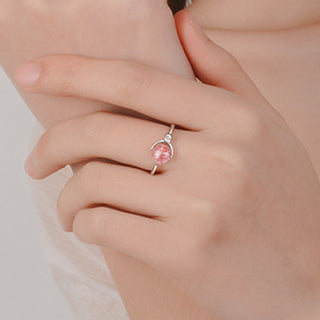 Buddha Gift Pink Crystal Soothing Rotation Ring