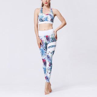 Buddha Gift 2Pcs Sunflower Flowers Leaves Print Top Pants Sports Fitness Yoga Women's Yoga Sets