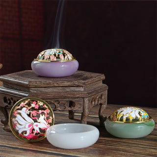 Buddha Gift Nine Tailed Fox Liuli Crystal Healing Meditation Incense Burner