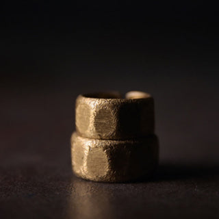 Buddha Gift Tibetan Simple Design Copper Brass Frosted Wealth Ring