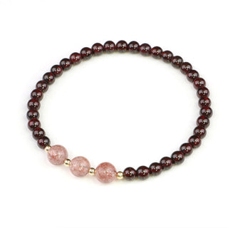 Buddha Gift Natural Garnet Strawberry Quartz Calm Bracelet