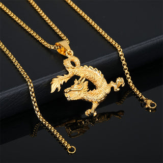 Buddha Gift Dancing Dragon Pattern Luck Necklace Pendant