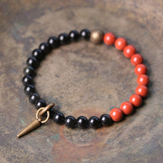 Buddha Gift Black Obsidian Sodalite Crystal Copper Strength Couple Bracelet