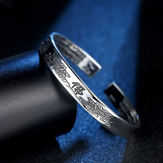 Buddha Gift Heart Sutra Mantra Lotus Peace Copper Cuff Bracelet Bangle