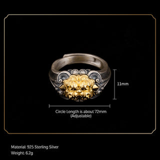 Buddha Gift 925 Sterling Silver Tibetan Skull Protection Adjustable Ring