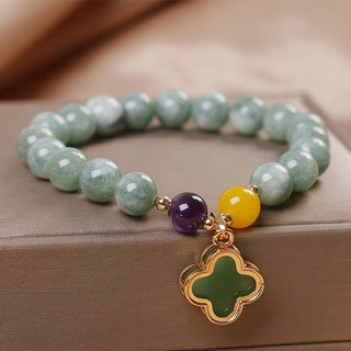 Buddha Gift Jade Four Leaf Clover Luck Bracelet
