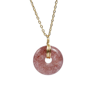 Buddha Gift 925 Sterling Silver Strawberry Quartz Healing Positive Necklace