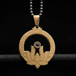 Buddha Gift Lotus Titanium Steel Enlightenment Projection Shurangama Mantra Necklace Pendant