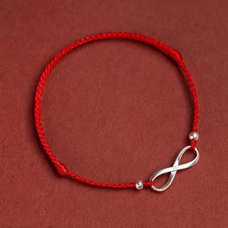 Buddha Gift 925 Sterling Silver Endless Knot Protection Luck Red String Bracelet Anklet