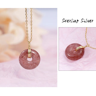 Buddha Gift 925 Sterling Silver Strawberry Quartz Healing Positive Necklace