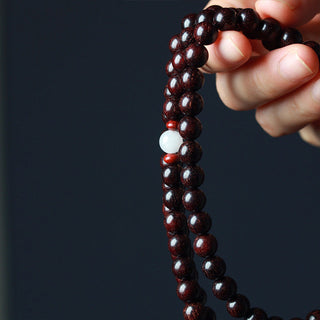 Buddha Gift Tibetan Small Leaf Red Sandalwood Lotus Mala Balance Bracelet