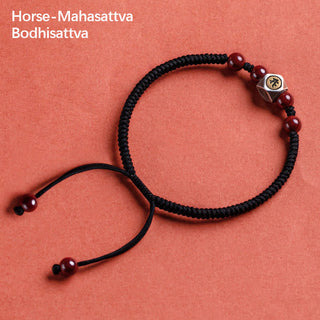 Buddha Gift 925 Sterling Silver Chinese Zodiac Natal Buddha Cinnabar Calm Bracelet