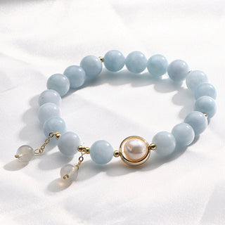 Buddha Gift Aquamarine Pearl Healing Moonstone Beads Charm Bracelet