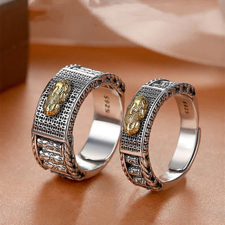 Buddha Gift Lucky FengShui PiXiu Wealth Prayer Wheels Couple Ring