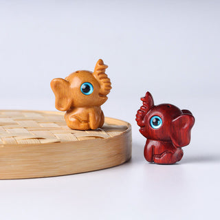 Buddha Gift Sandalwood Small Leaf Red Sandalwood Green Sandalwood Lucky Mini Elephant Carved Protection Decoration