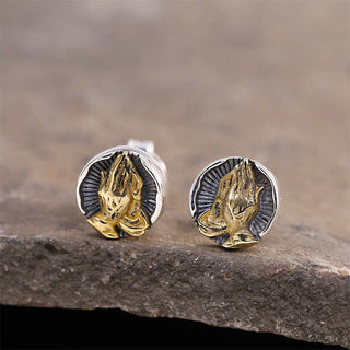 Buddha Gift 925 Sterling Silver Namaste Equality Stud Earrings
