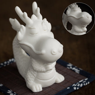 Buddha Gift Year Of The Dragon Luck White Porcelain Ceramic Tea Pet Home Figurine Decoration