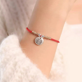 Buddha Gift Handmade 999 Sterling Silver Year of the Dragon Cute Chinese Zodiac Luck Braided Bracelet
