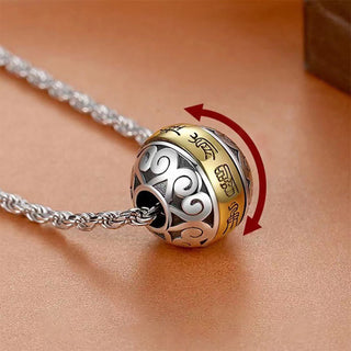 Buddha Gift Taoist Nine-Character Mantra Engraved Amulet Balance Necklace Rotatable Pendant