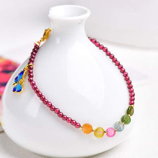 Buddha Gift Garnet Tourmaline Butterfly Protection Bracelet Anklet
