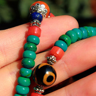Buddha Gift 108 Mala Beads Tibetan Turquoise Dzi Bead Protection Bracelet