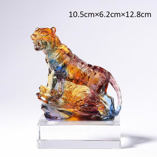 Buddha Gift Handmade Liuli Crystal Tiger Art Piece Protection Home Decoration