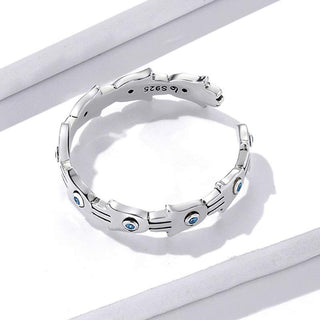 Buddha Gift 925 Sterling Silver Hamsa Symbol Zircon Adjustable Ring