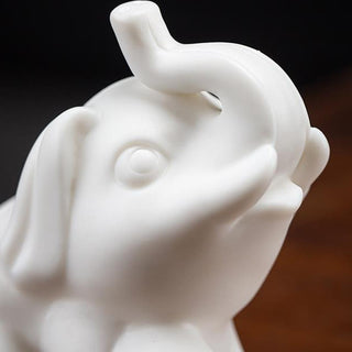 Buddha Gift Small Elephant Statue White Porcelain Ceramic Strength Home Desk Decoration