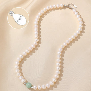 Buddha Gift 925 Sterling Silver Natural Pearl Jade Healing Necklace Bracelet Earrings With Gift Box