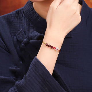 Buddha Gift Natural Cinnabar Jade Peace Buckle Blessing Bracelet