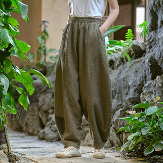 Buddha Gift Solid Color Loose Yoga Harem Pants With Pockets