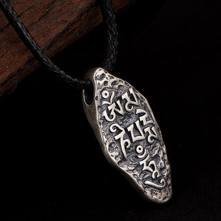 Buddha Gift Tibetan 925 Sterling Silver Om Mani Padme Hum Dorje Vajra Engraved Strength Necklace Pendant