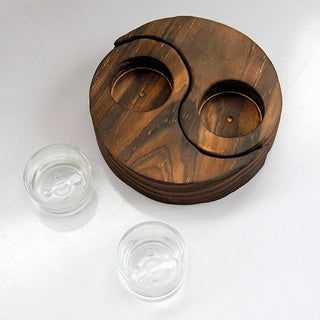 Buddha Gift Yin Yang Wood Candle Holder Meditation Rituals Use Items