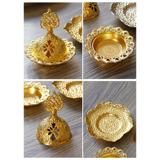 Buddha Gift Gold Leaf Coaster Spiritual Mini Alloy Metal Incense Burner