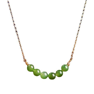 Buddha Gift 14k Gold Plated Hetian Cyan Jade Beaded Luck Necklace Pendant