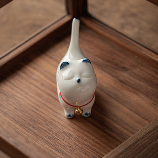 Buddha Gift Mini Lucky White Cat Kitten Tea Pet Ceramic Home Desk Figurine Decoration