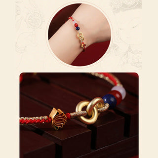 Buddha Gift 925 Sterling Silver Double Peace Buckle Lotus Auspicious Bracelet
