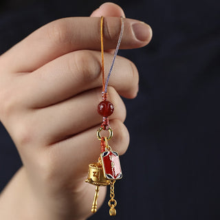 Buddha Gift Tibetan Om Mani Padme Hum Prayer Wheel Amulet Charm Protection Phone Hanging Decoration